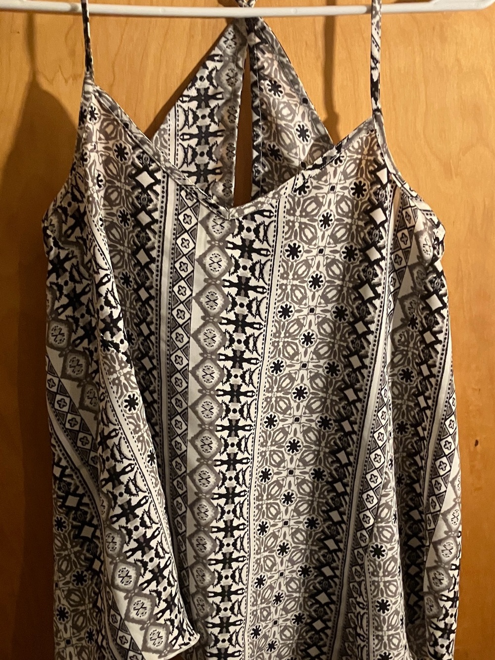 Hollister Black and White Chiffon Spaghetti-Strap Handkerchief Tank